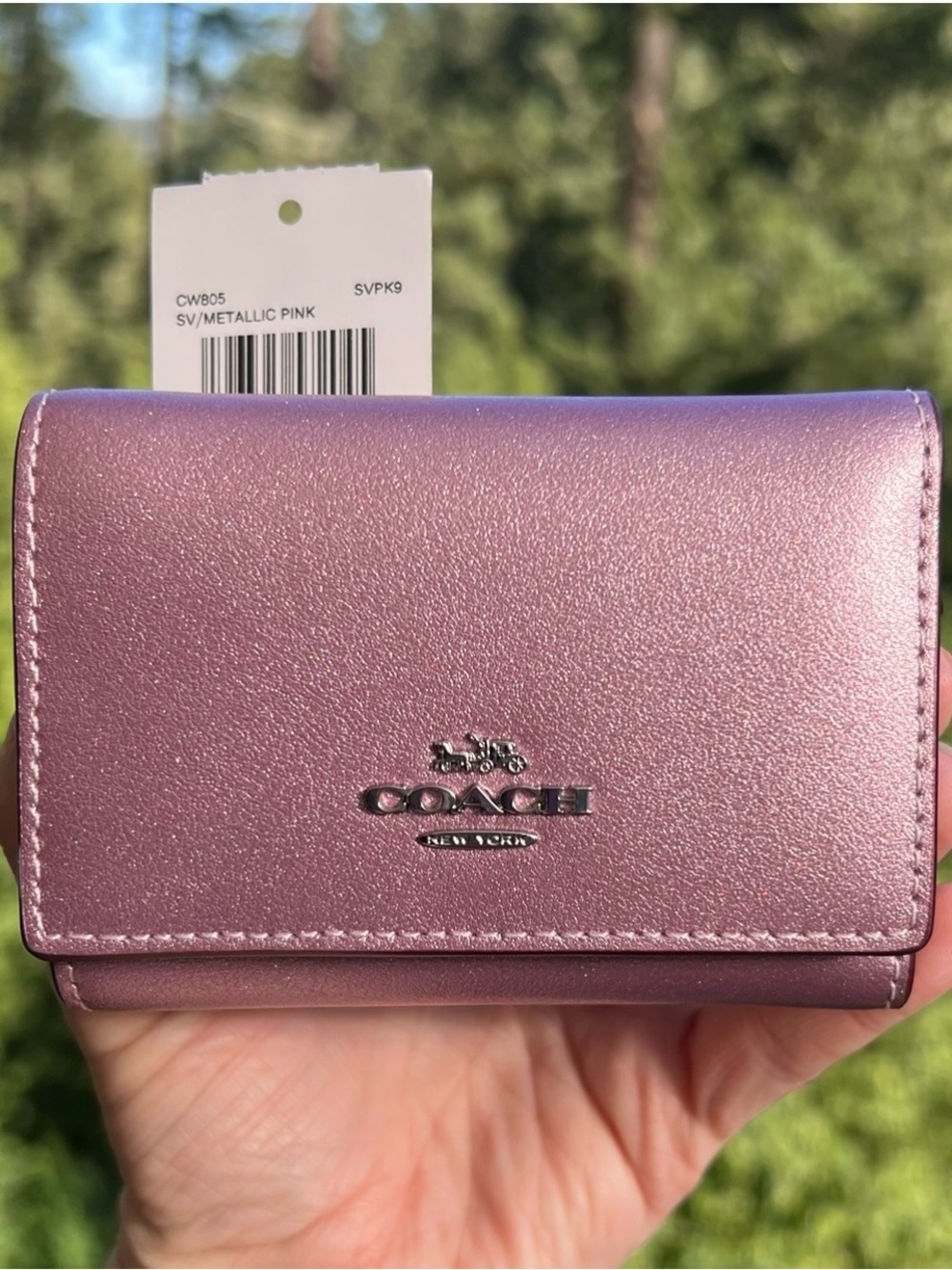 COACH Women's Metallic Pink Micro Wallet CW805 AUTHENTIC NWT